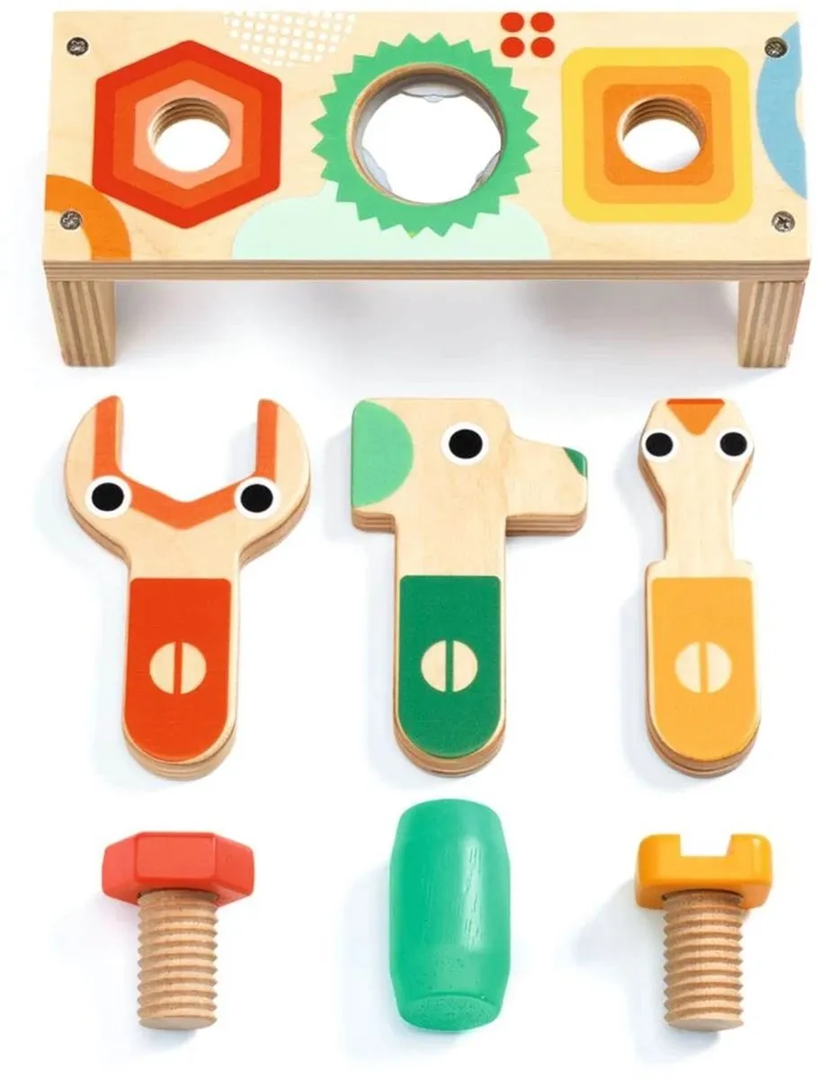 Djeco Bricolou Mini Werkbank - 6 Accessoires - Multicolor