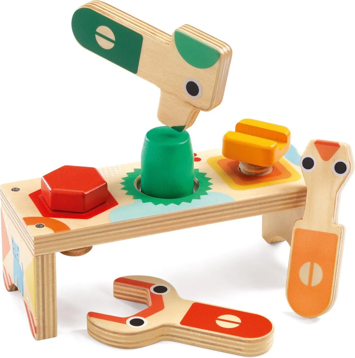 Djeco Bricolou Mini Werkbank - 6 Accessoires - Multicolor