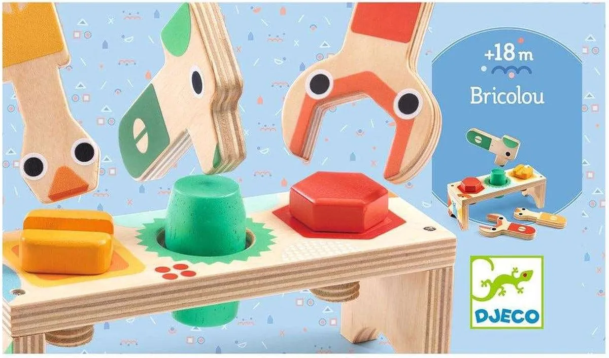 Djeco Bricolou Mini Werkbank - 6 Accessoires - Multicolor