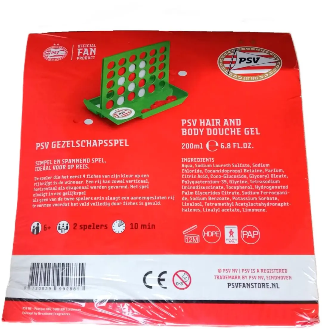 PSV Douche Gel 200ml & Gezelschapsspel - Groen/Wit/Rood