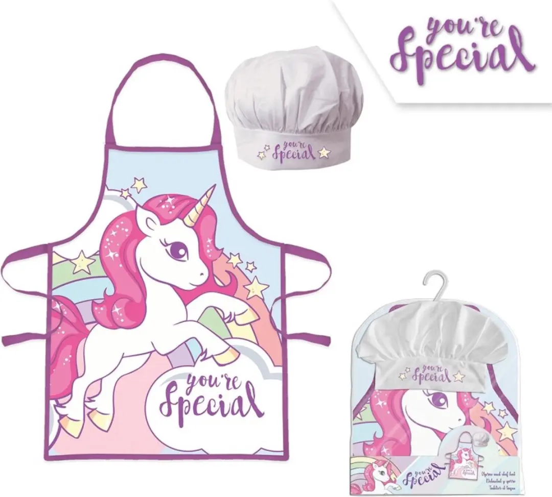 Unicorn Keukenschort Meisjes - Koksmuts & Pet - Multi Color