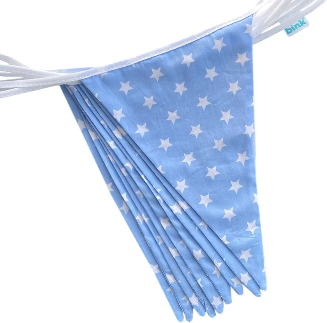 BINK Bedding Stoffen Slinger Stars Blue XXL - 10m - 21 Vlaggetjes