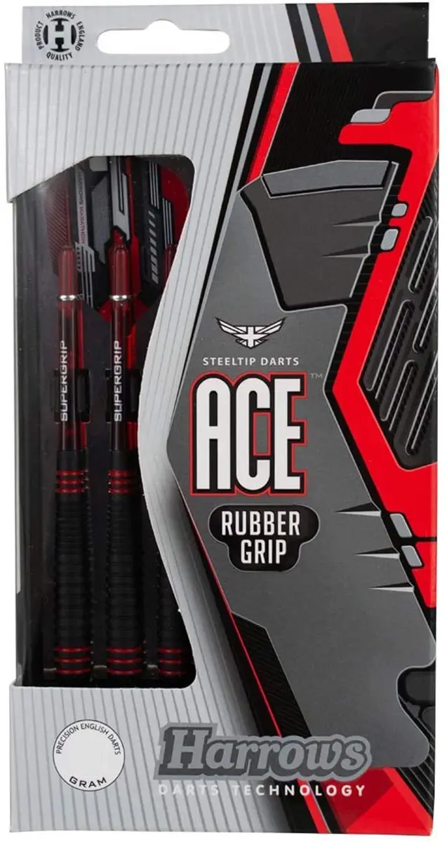 Harrows Ace Rubbergrip 20gr Darts - Grijs/Rood/Zwart
