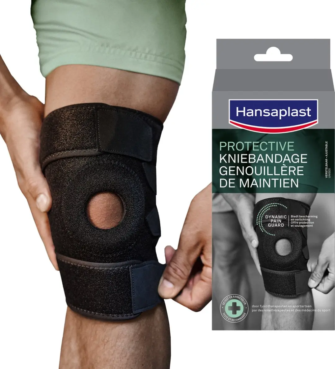 Hansaplast Protective Sport Kniebandage - Verstelbaar - Zwart