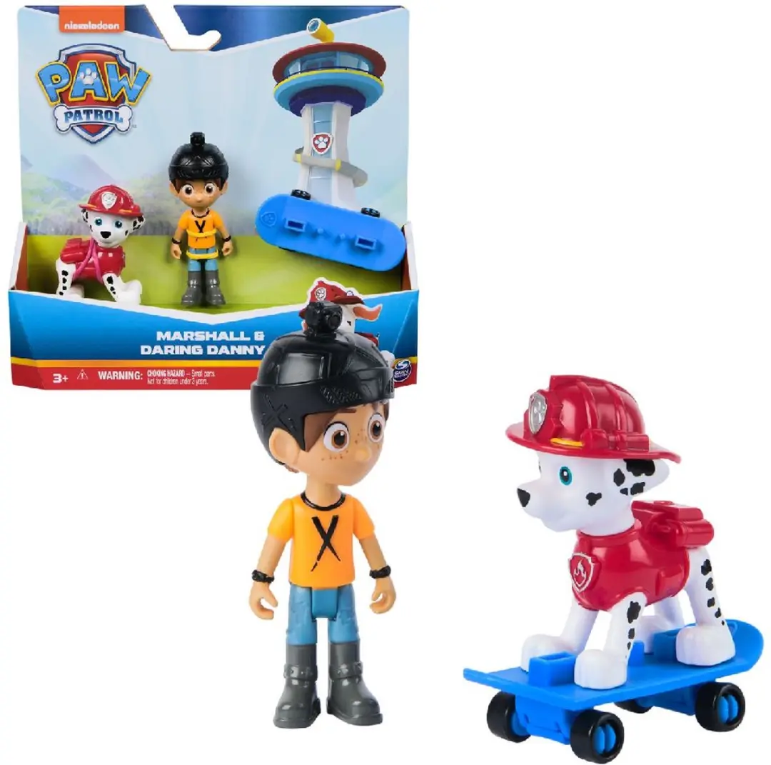 PAW Patrol Marshall & Danny Skateboard Speelfigurenset - Marshall - afbeelding 6 van 6