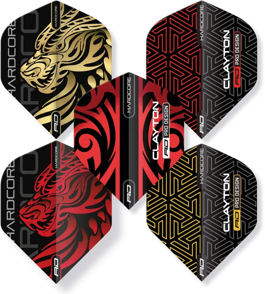 Red Dragon Jonny Clayton Hardcore Flight Collection X0800 Dart Flights - 3 Stuks