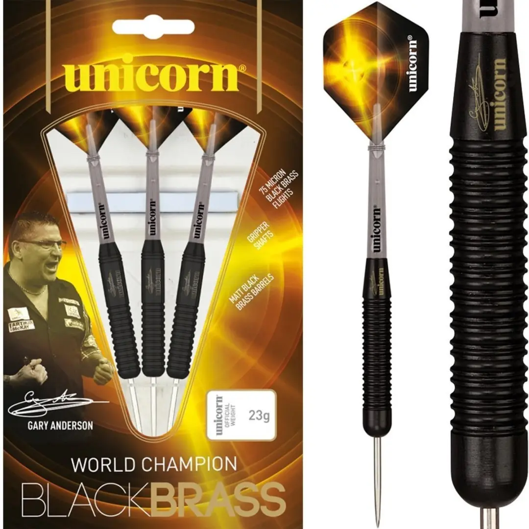Unicorn Gary Anderson World Champion Black Brass P1 Dartpijlen - 3 Stuks - afbeelding 6 van 6