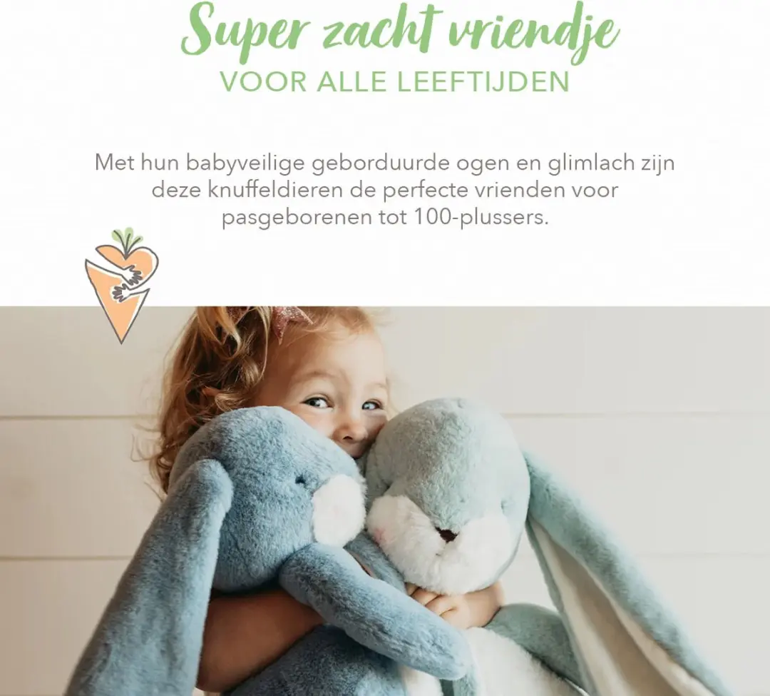 Bunnies By The Bay Nibble Knuffelkonijn 38cm - Crème