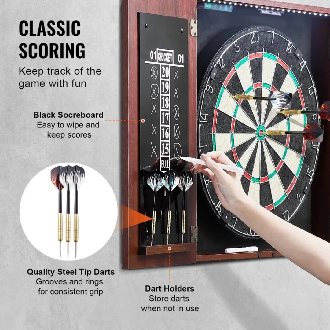 Dartshop Leiden Dartbordkast VDC11 - Officiële Wedstrijdmaat 45cm - Compleet met 6 Dartpijlen