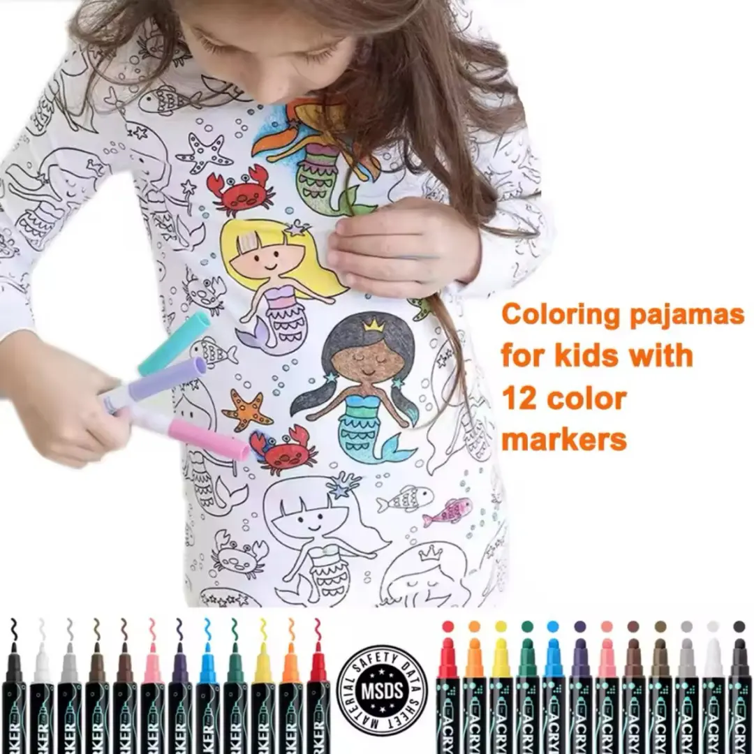 Unicorn Pyjama 116 - 6 jaar - Kleur zelf - 12 Stiften