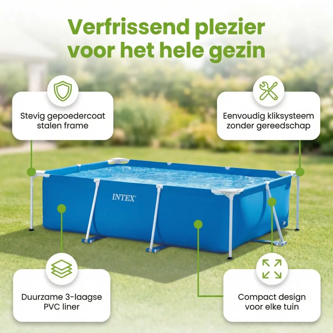 Intex Rechthoekig Frame Zwembad 260x160x65cm - Blauw