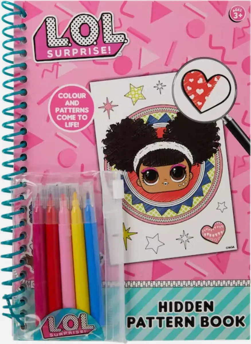 LOL Surprise! Kleurboek met Verborgen Patronen - 5 Stiften - Zwart/Wit