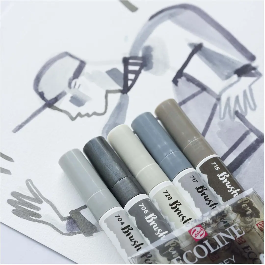 Ecoline Brush Pen Set - 5 Kleuren Schaduw