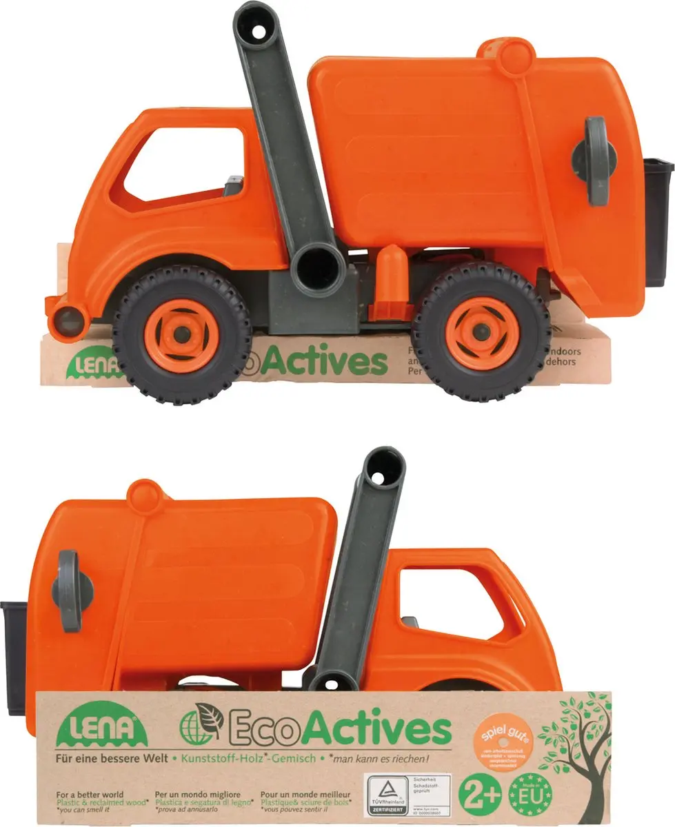 Lena EcoActives Vuilniswagen SM04216 - 30cm - Oranje/Zwart
