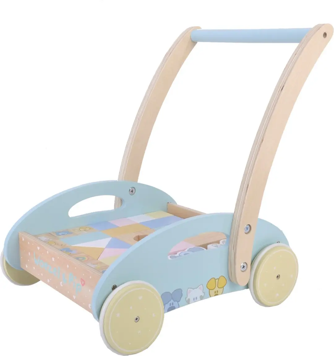 Woezel en Pip Baby Blokkenkar - 2 Stuks - Blauw