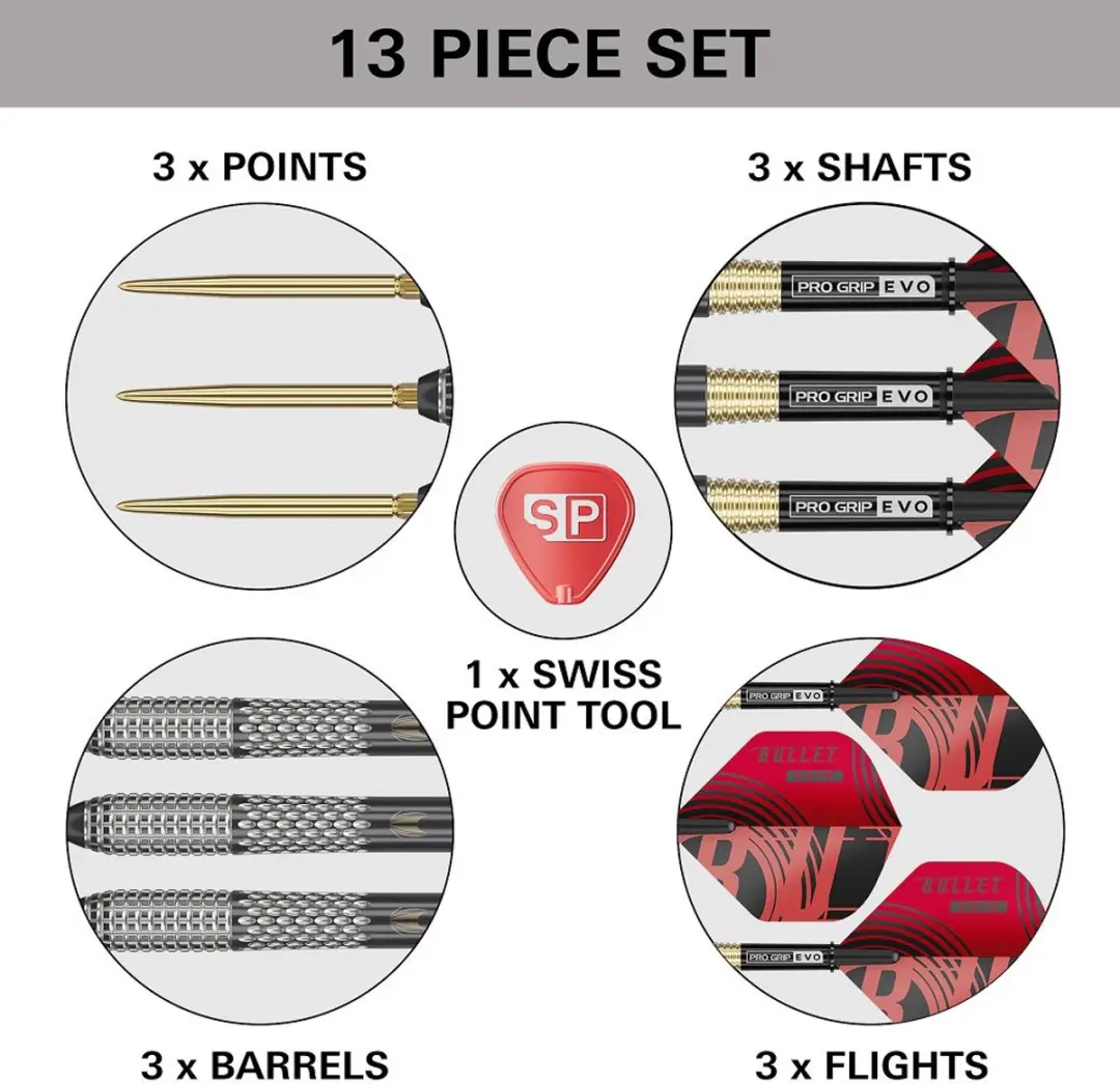 Target Stephen Bunting G5 Void Swiss Point Dartpijlen 3 Stuks - Rood