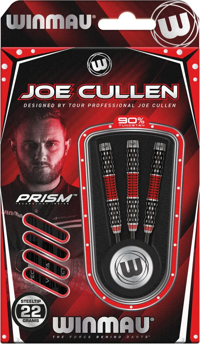 Winmau Joe Cullen Rockstar Series RS 1.0 Dartpijlen - 3 Stuks - Rood/Zilver/Zwart