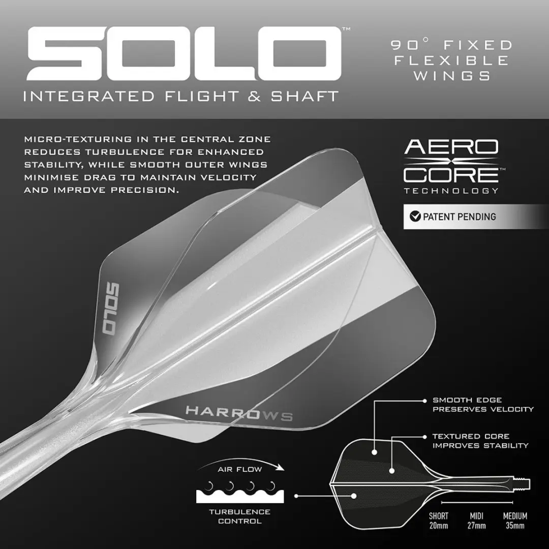Harrows Solo Clear NO6 Dart Flights - 3 Stuks - Transparant