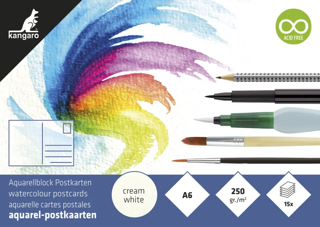 Kangaro Aquarelblok Postkaarten A6