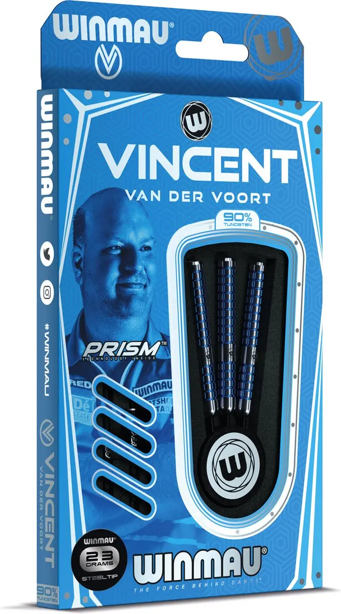 Winmau Vincent van de Voort Steeltip Tungsten Dartpijlen 23g - Blauw - 3 Stuks