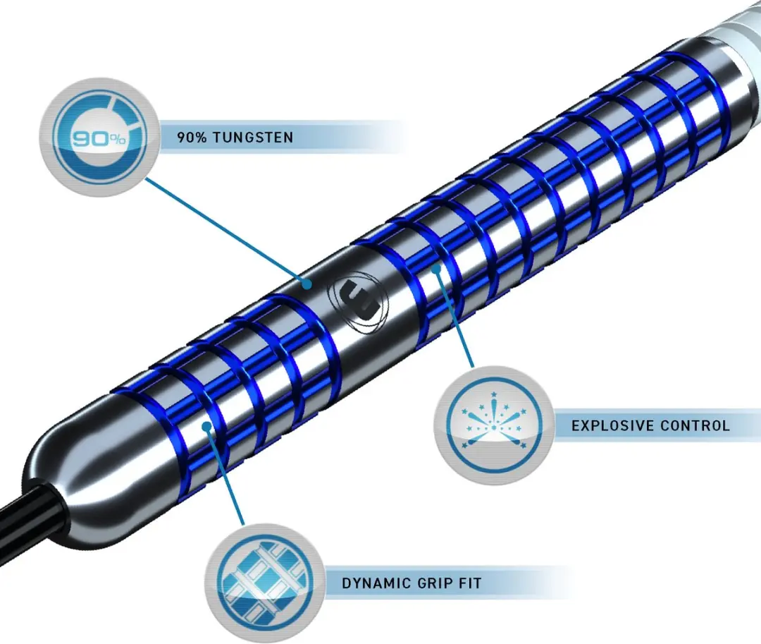 Winmau Vincent van de Voort Steeltip Tungsten Dartpijlen 23g - Blauw - 3 Stuks