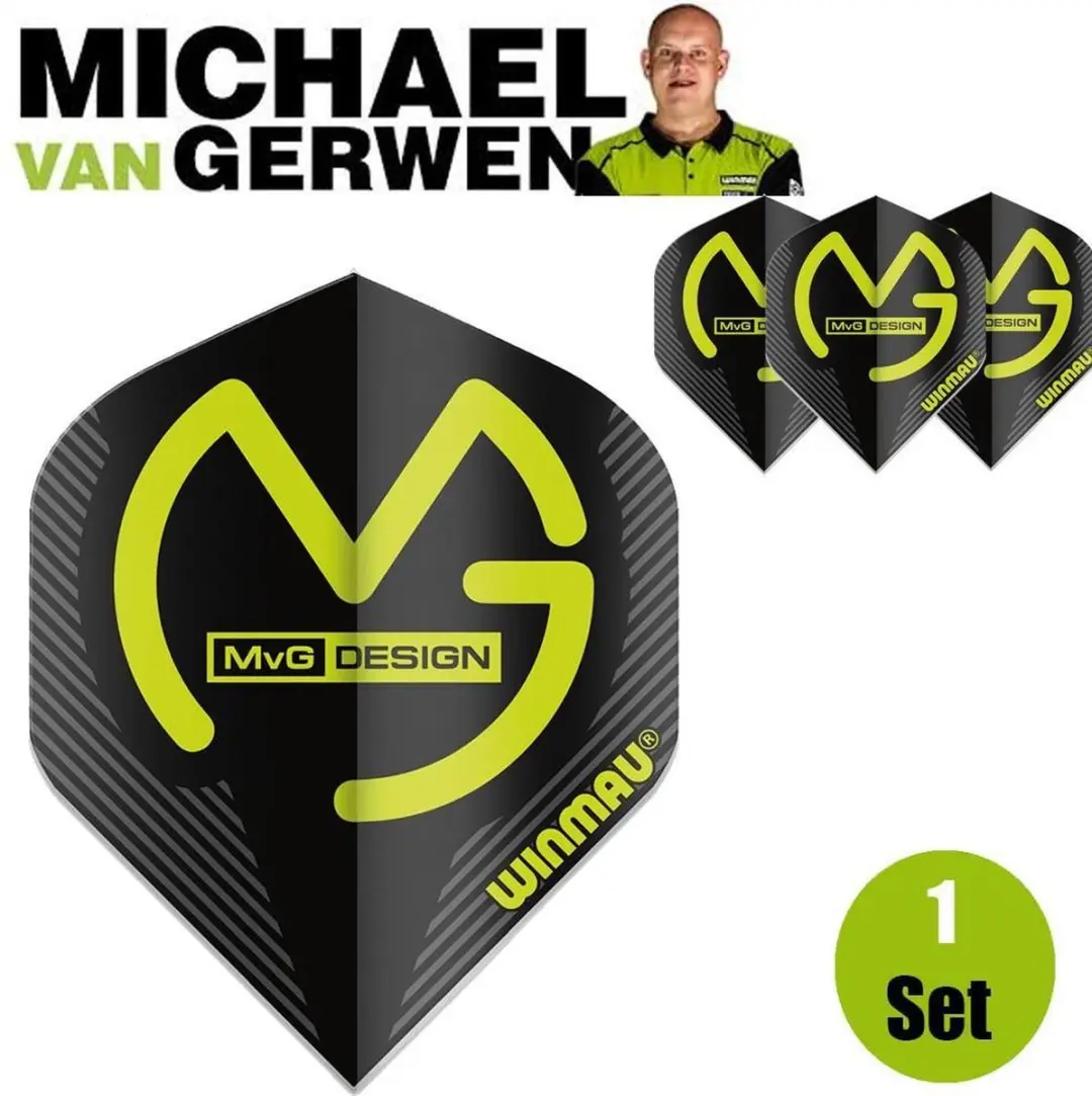Winmau Michael van Gerwen Standard Black Dart Flights - 3 Stuks