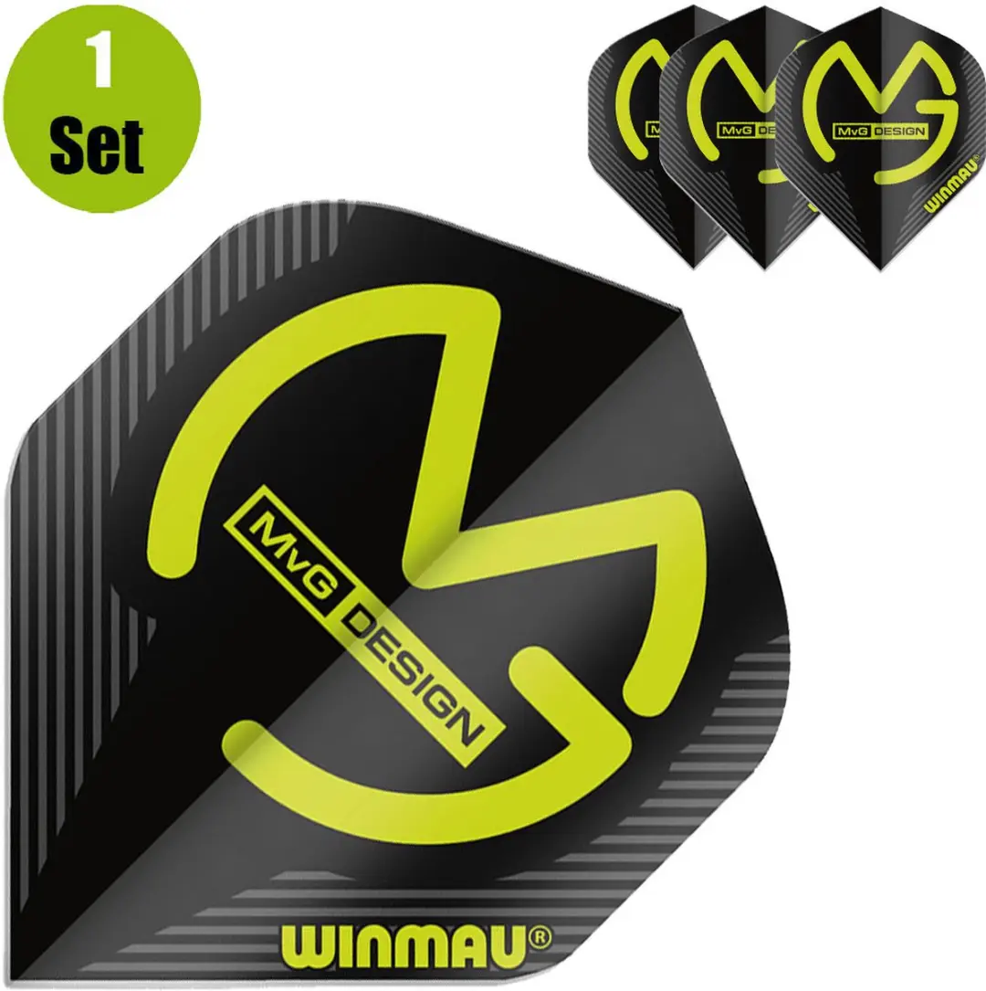Winmau Michael van Gerwen Standard Black Dart Flights - 3 Stuks