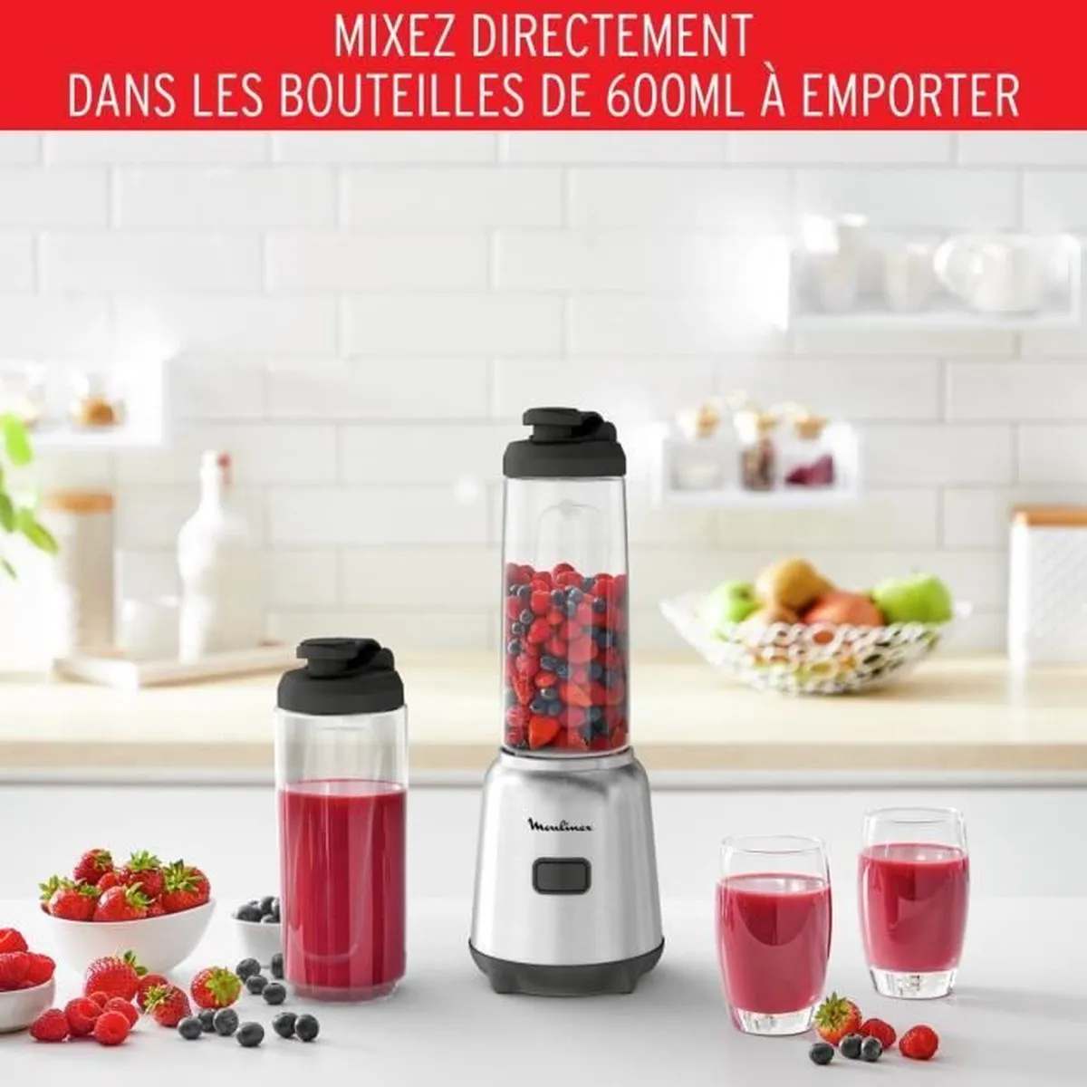 Moulinex LM15FD10 Mini Blender 300W - 1L - Zilverkleurig