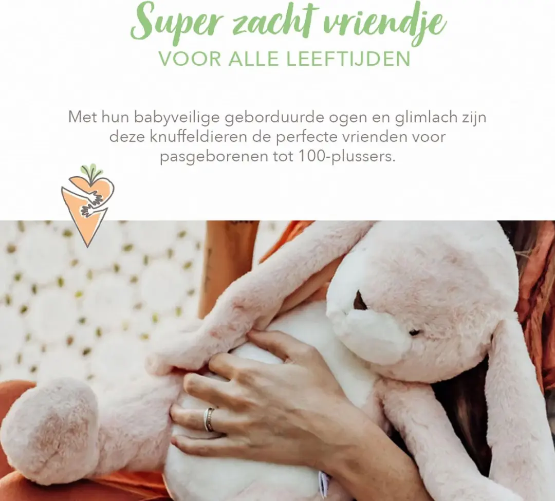 Bunnies By The Bay Nibble Konijn Geborduurd Roze - 46cm