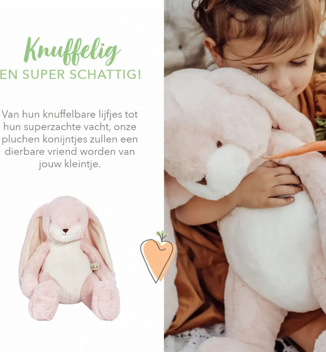 Bunnies By The Bay Nibble Konijn Geborduurd Roze - 46cm