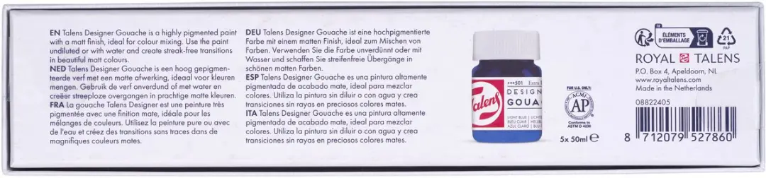 Talens Gouache Colour Mixing Set 5x50ml - 250ml - afbeelding 6 van 6