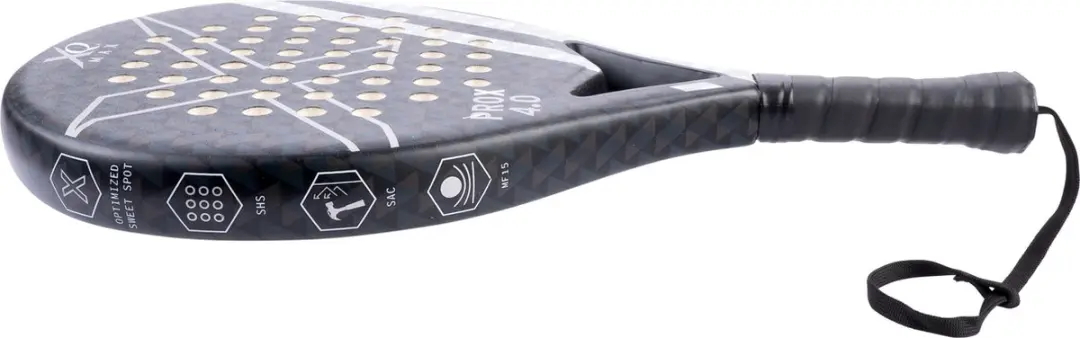 XQMax Padel Racket ProX 4.0 - Lichtgewicht Druppelvorm - Grijs
