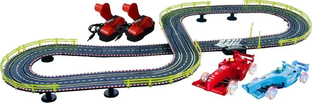 Powerplus Mustang Dynamo Racebaan - STEM Speelgoed - Zwart/Rood/Blauw