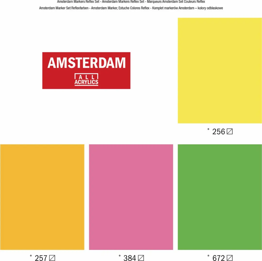 Amsterdam Markers M Set 4 Reflexkleuren 4mm - Assorti
