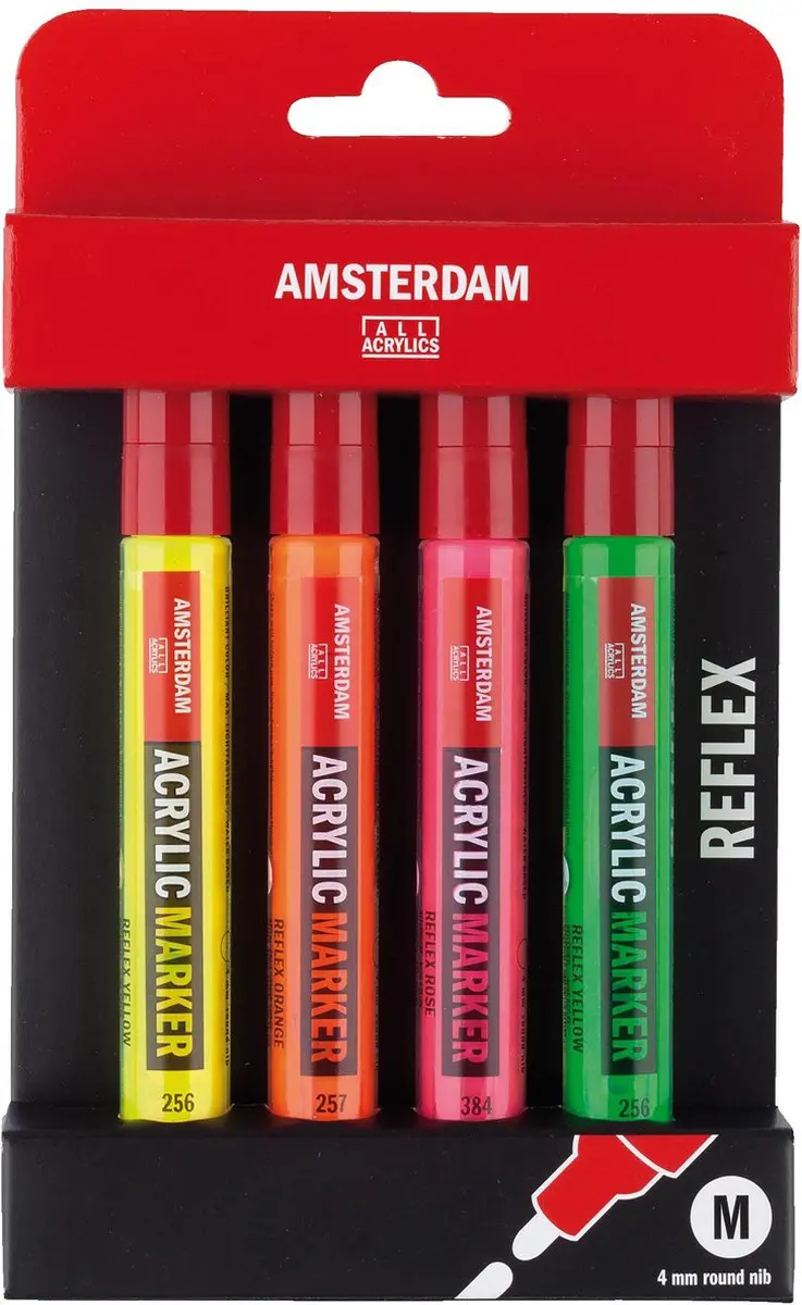 Amsterdam Markers M Set 4 Reflexkleuren 4mm