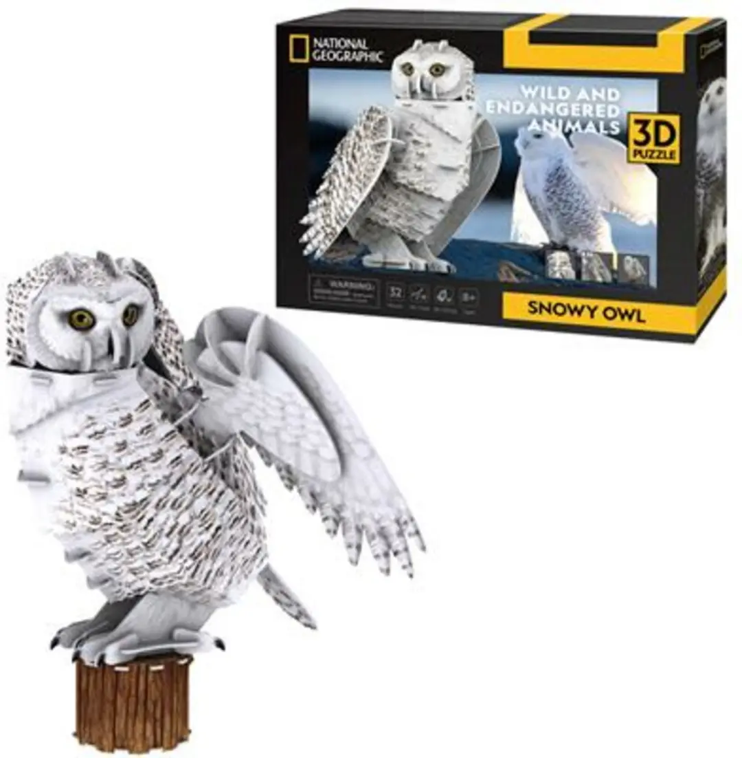 National Geographic 3D Puzzel Sneeuw Uil - 32 Stuks - Multicolor