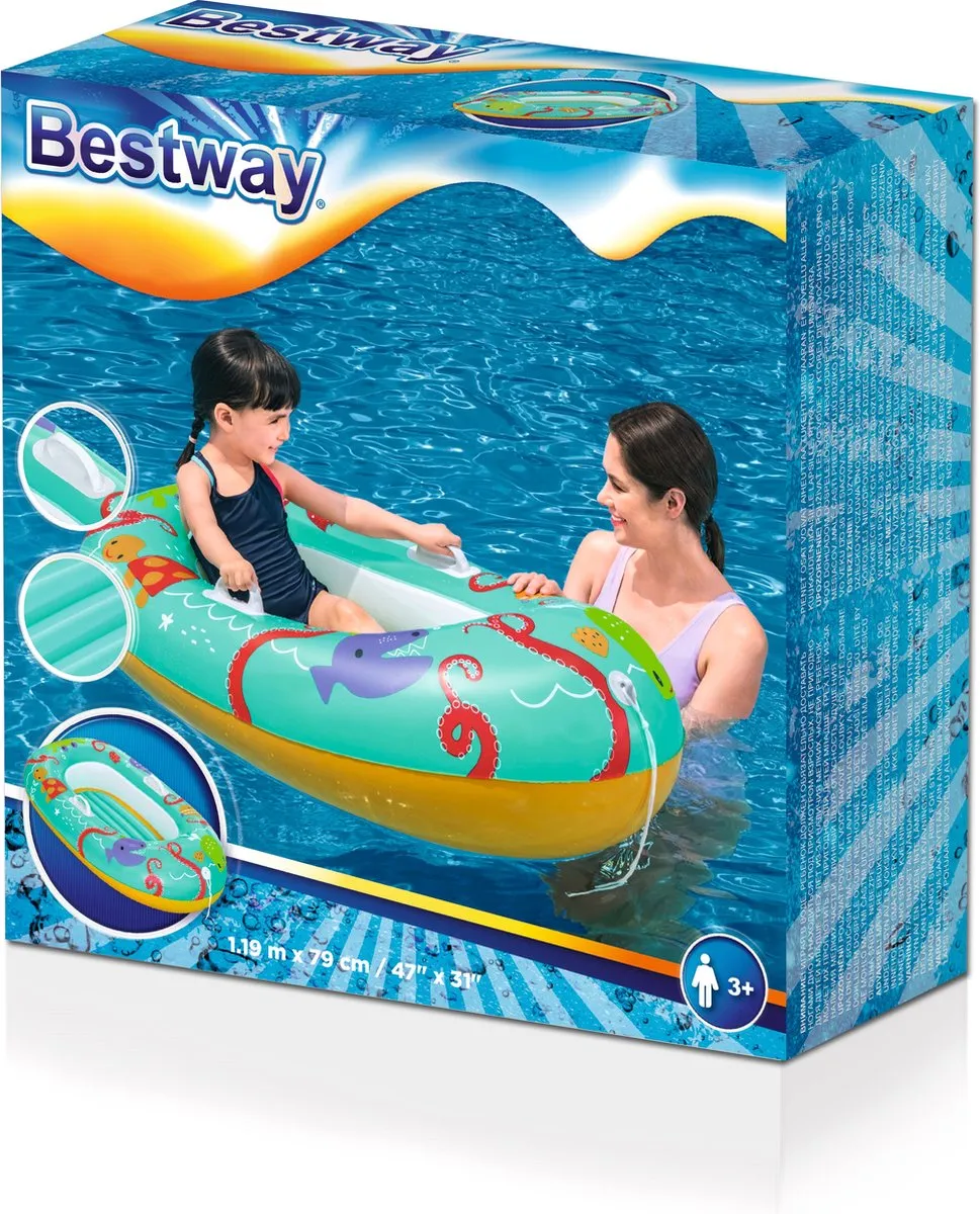 Bestway Happy Crustacean 20334 Opblaasbare Babyboot 119cm - afbeelding 6 van 6