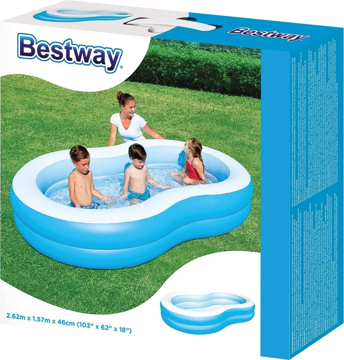 Bestway Opblaasbaar Zwembad 2 Rings DS91321 - 262x157x47cm - Turquoise/Wit