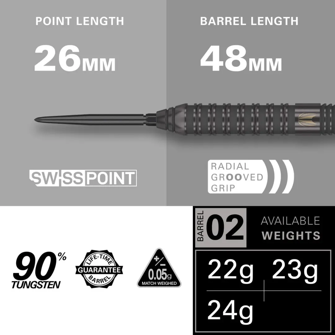 Target Darts Bolide Void Steel Tip - 22g Barrel 02 - 90% Tungsten - 3 Stuks