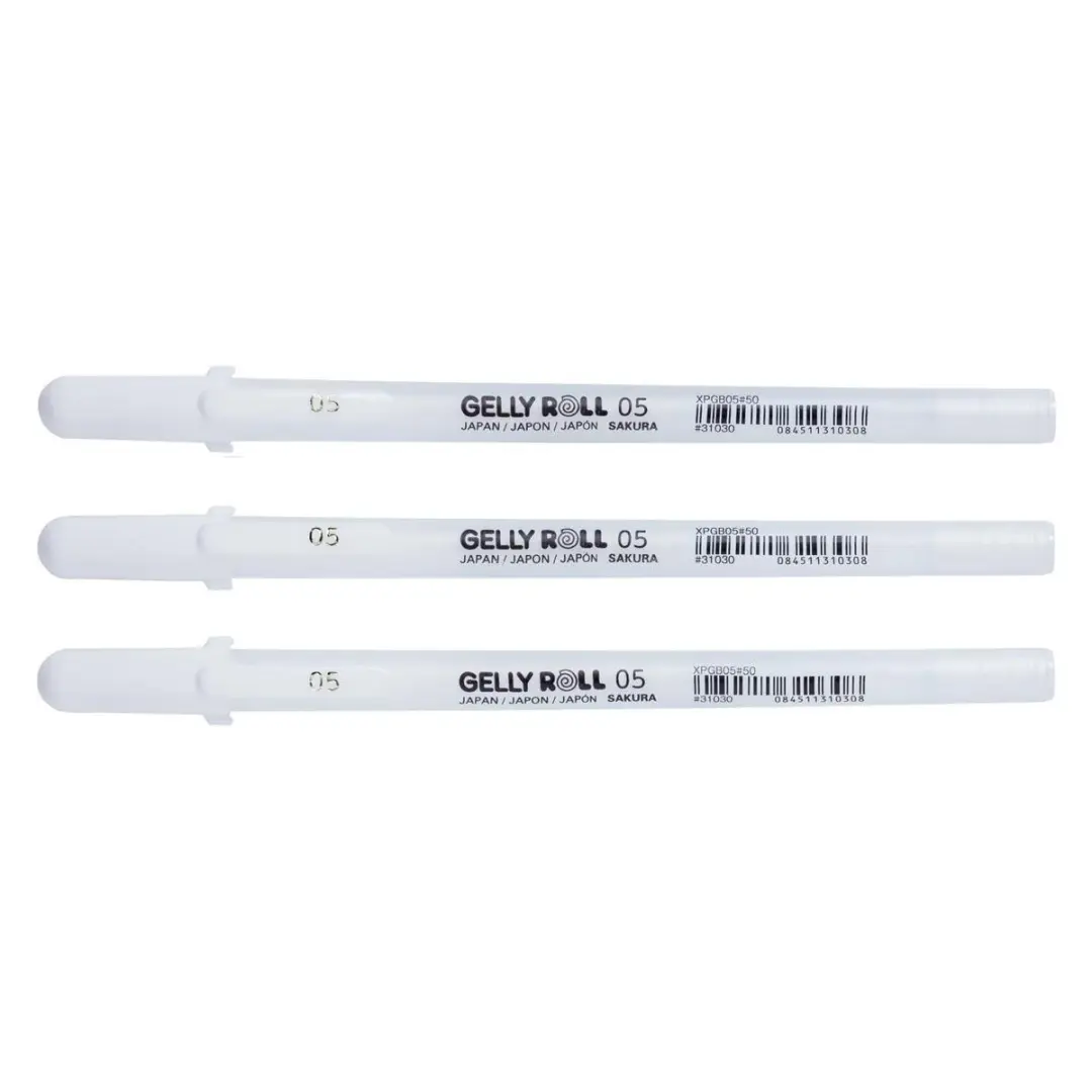 Sakura Gelly Roll Gelpen Fijn 0,3mm Wit - 3 Stuks