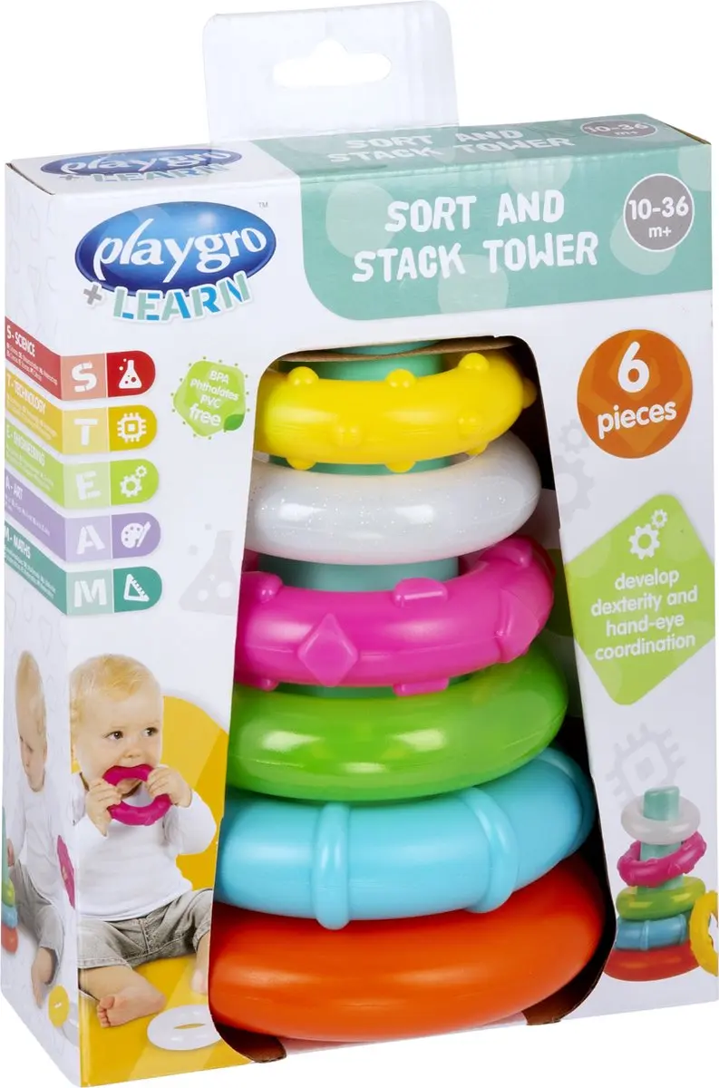 Playgro Sorteer- en Stapeltoren - Multi - afbeelding 6 van 6