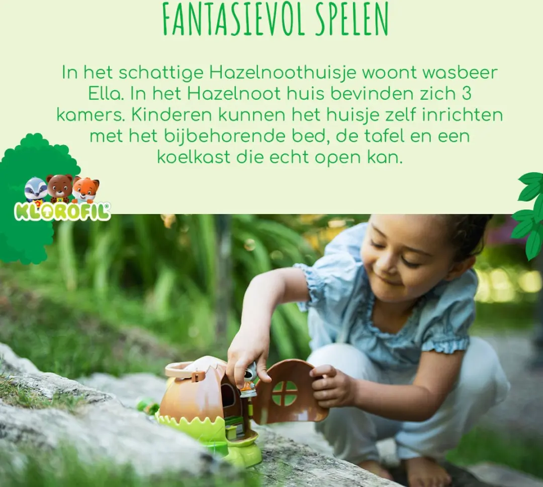 Klorofil Het Hazelnoothuis Speelset Poppenhuis - Raccoon Familie - 700205