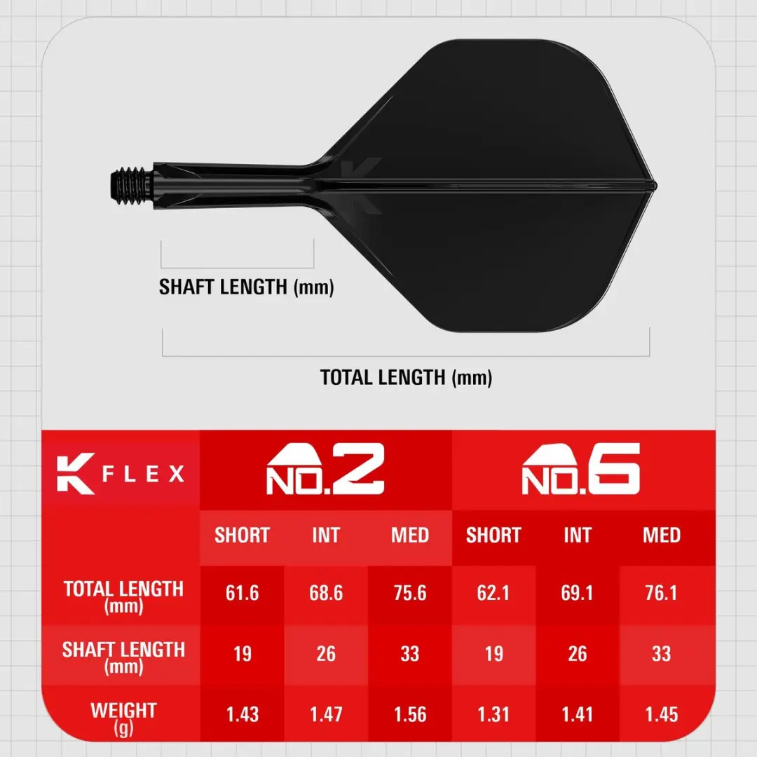 Target K-Flex Black NO2 Dart Flights Intermediate 26mm - 410020