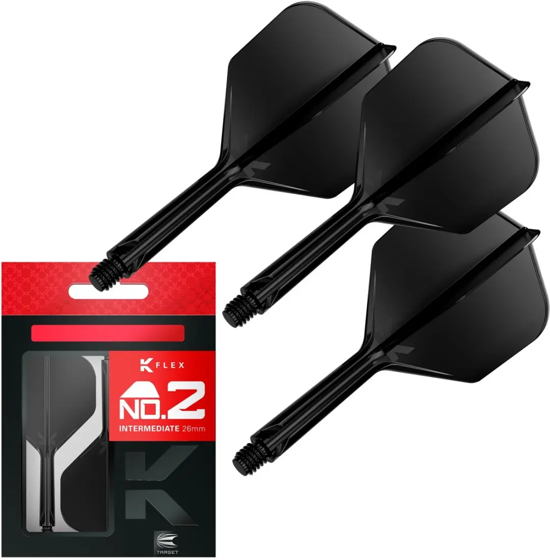 Target K-Flex Black NO2 Dart Flights Intermediate 26mm