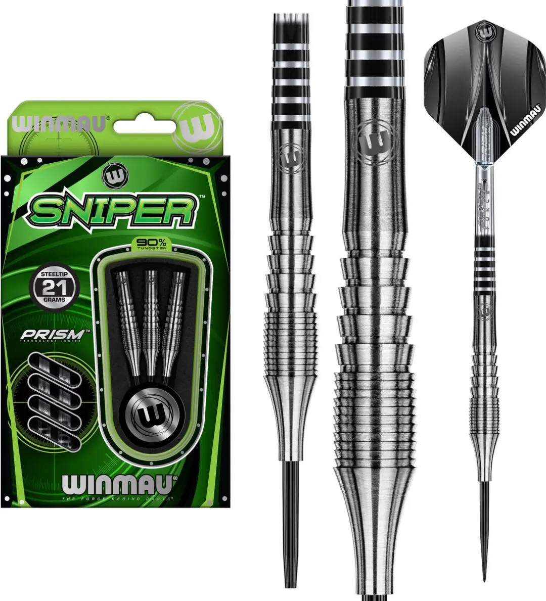 Winmau Sniper V1 90% Dartpijlen - 3 Stuks - Zwart/Groen