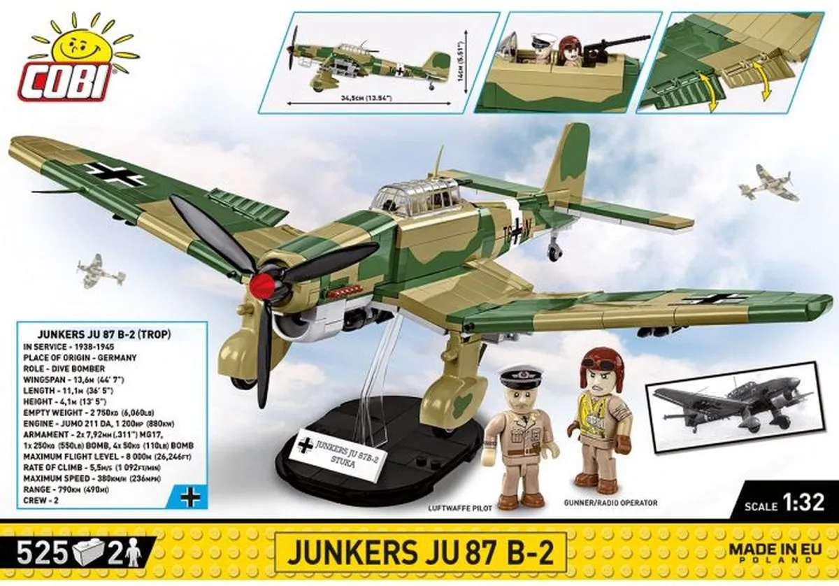 Cobi Junkers Ju 87 B-2 - 525 Stukken - Meerkleurig