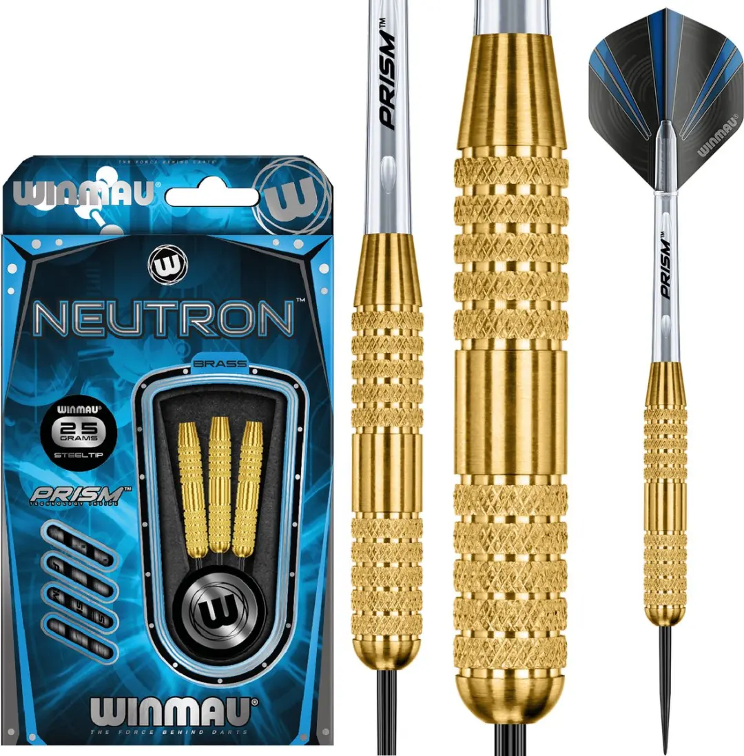Winmau Neutron 3 Brass Dartpijlen - 3 Stuks - Zwart
