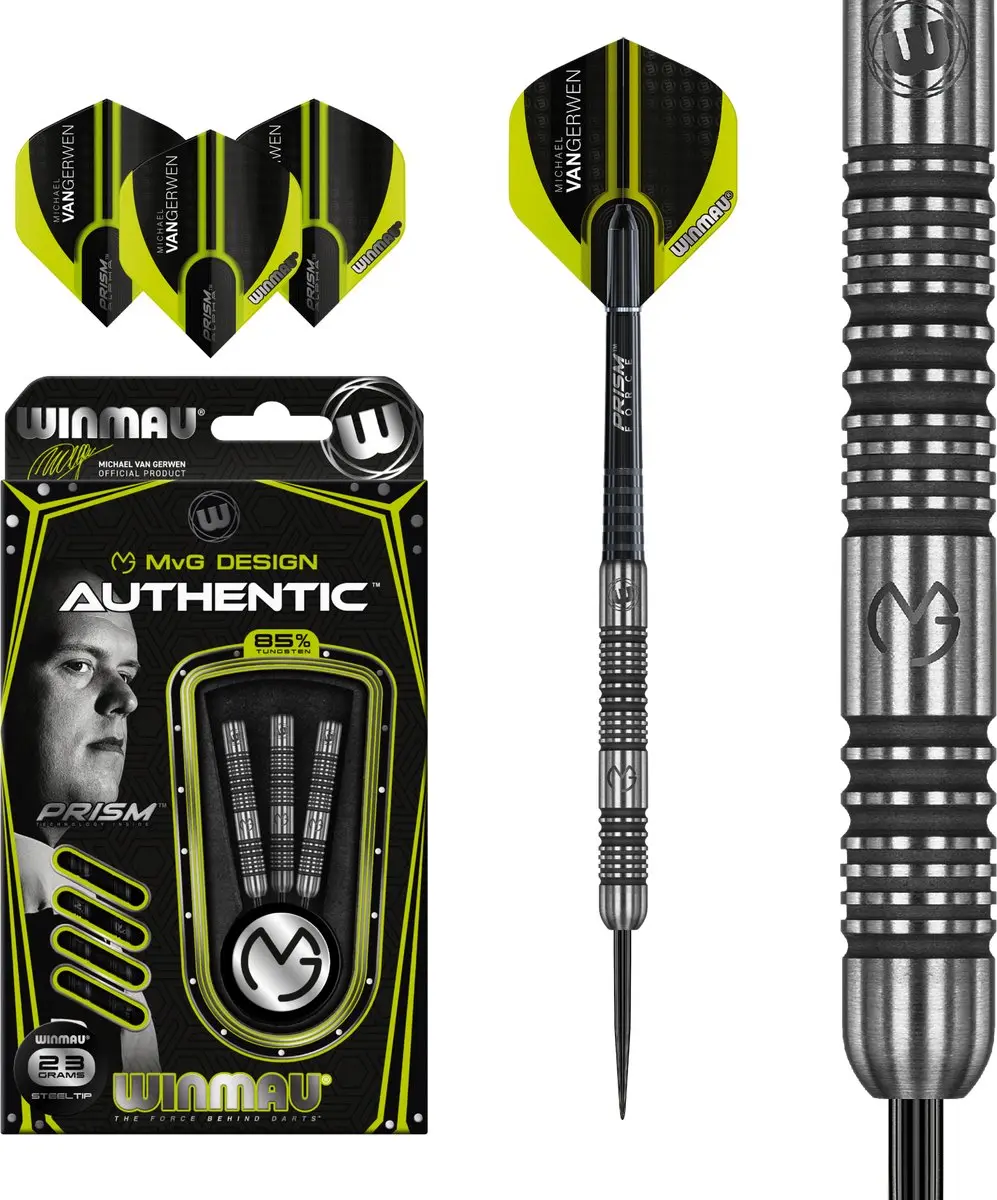 Winmau Michael van Gerwen Authentic Dartpijlen 3 Stuks - Zwart/Groen