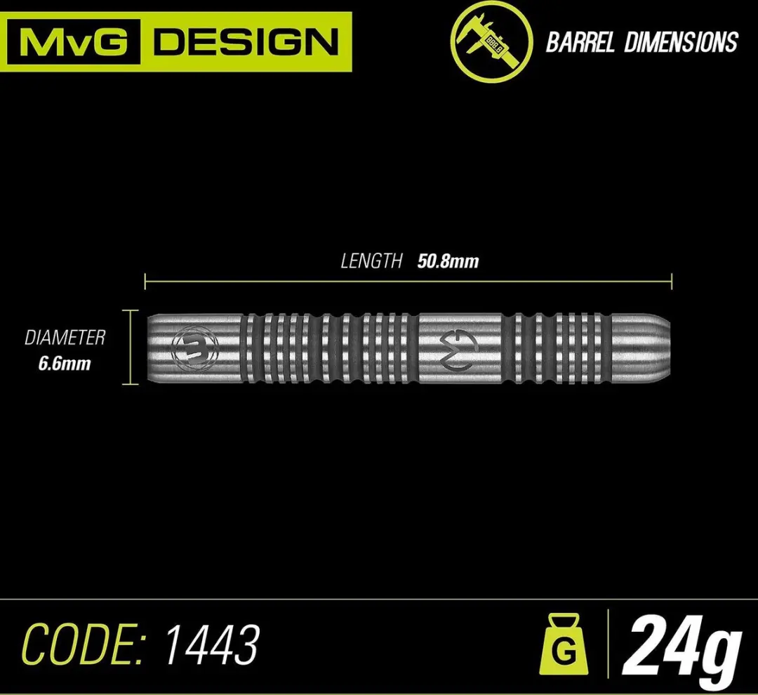 Winmau Michael van Gerwen Authentic Dartpijlen 3 Stuks - Zwart/Groen