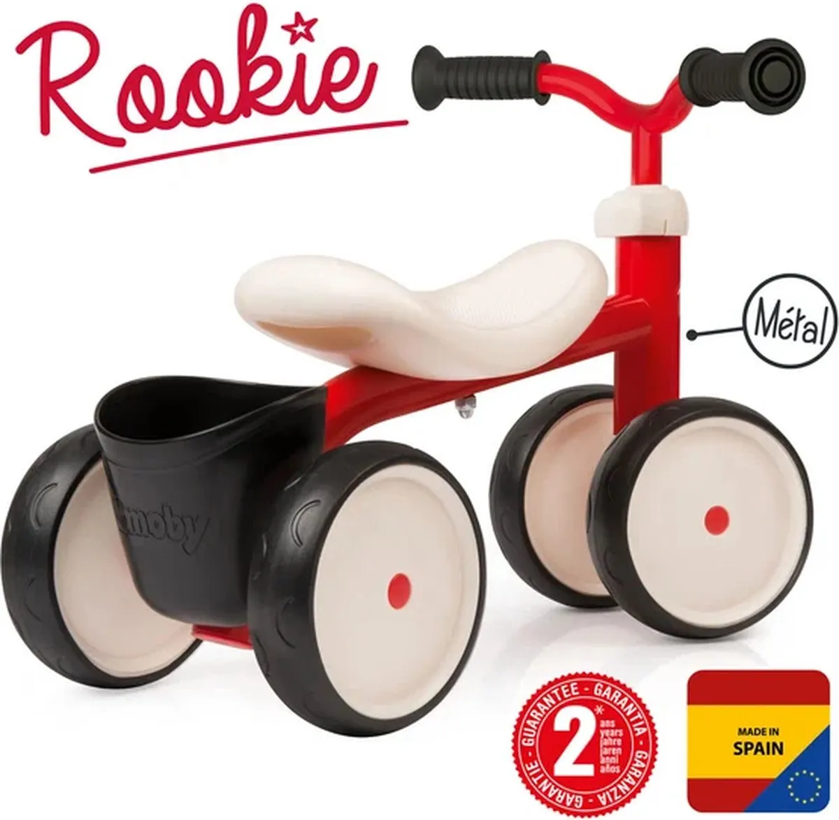Smoby Rookie Loopauto Rood - 10 Inch - afbeelding 6 van 6